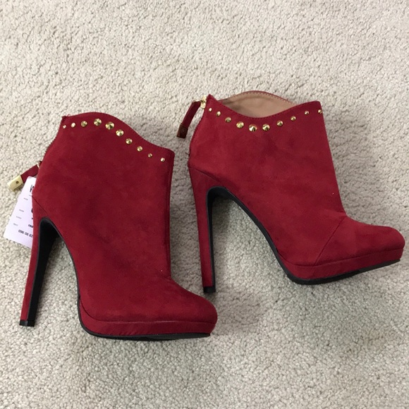 NWT ASOS Design Cherry Red Patent Leather Dual Zip Chunky  NWT Red Heeled Ankle Boots